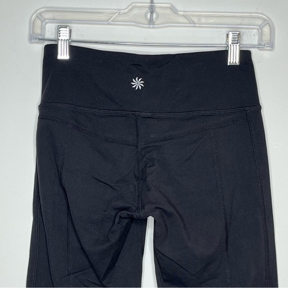 ATHLETA Cropped Leggings Mesh Criss Cross Panels Black - Picture 4 of 9